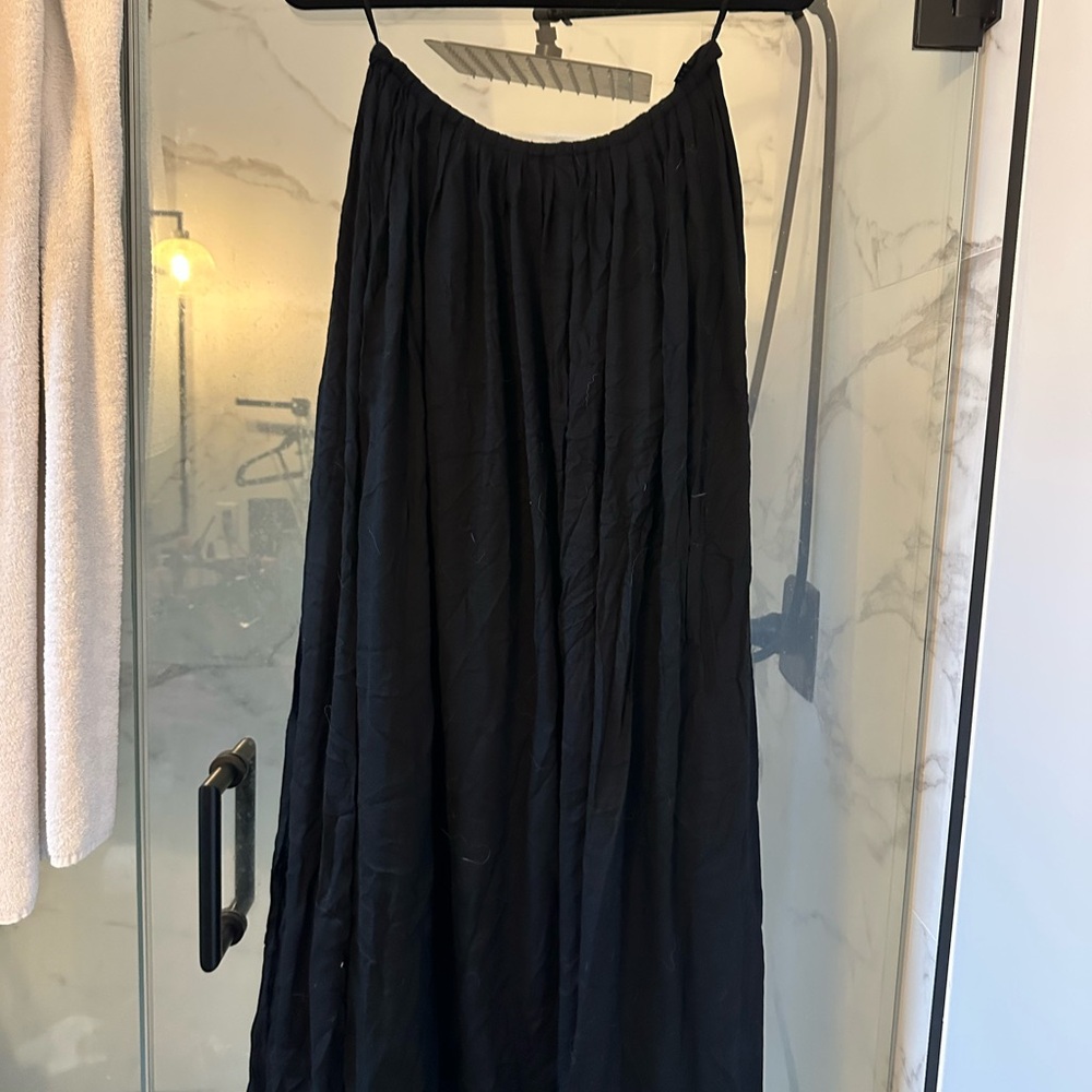 Indah Black Pleated Maxi Skirt A-Line Cocktail